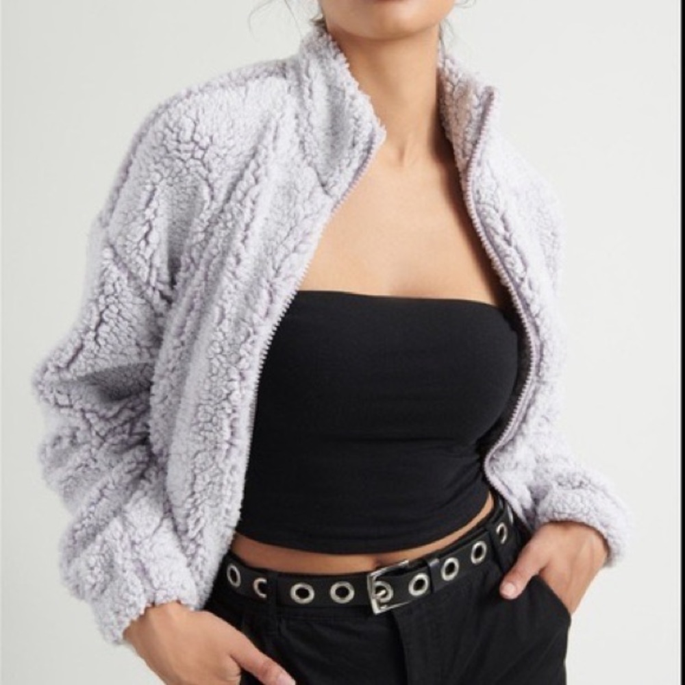 Garage Purple Teddy Bomber Jacket